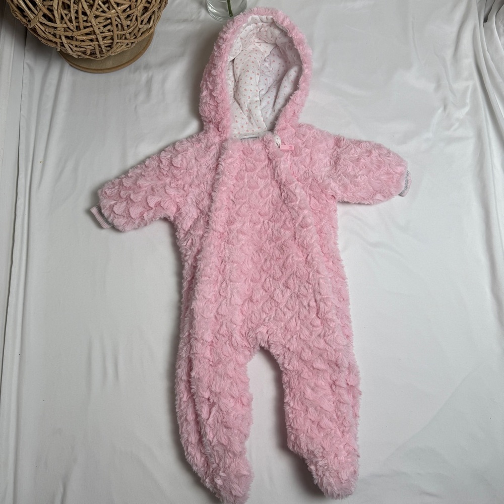 Minoti Baby Pink Hooded Baby Footie 3-6m